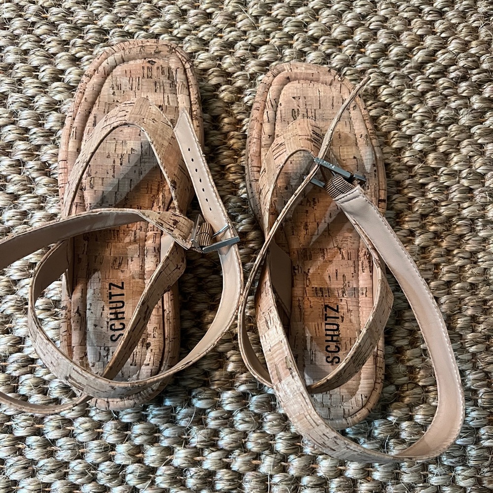 SCHUTZ Beige Cork Sandals